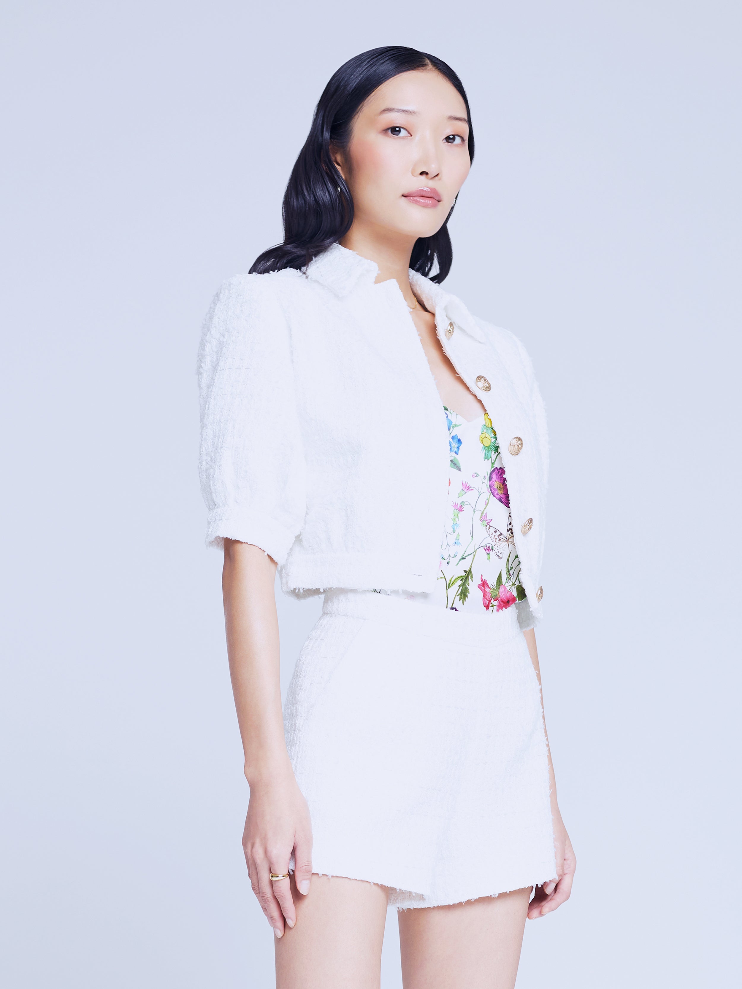 White linen 2024 cropped jacket