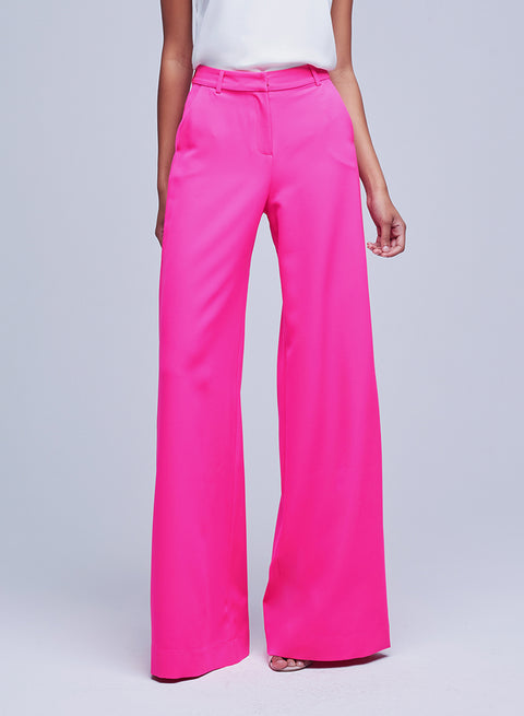 L'AGENCE Pilar Wide-Leg Pant In Pink Glo
