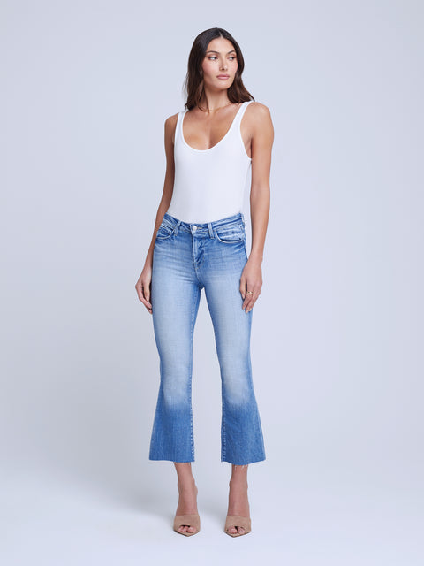 L'AGENCE Kendra High-Rise Cropped Flare Jean in Balboa