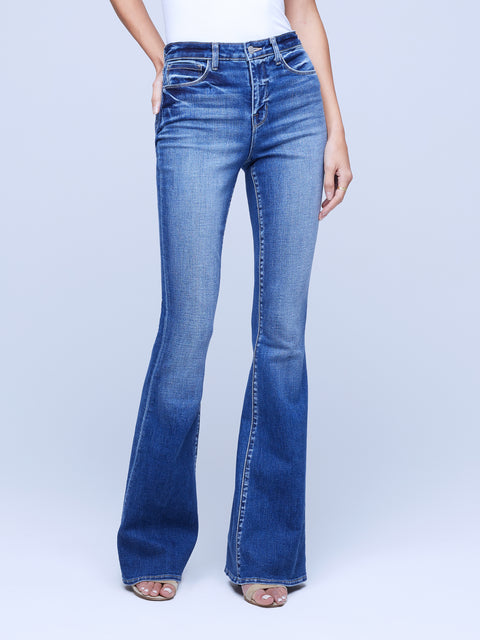 L'AGENCE Marty High-Rise Flare Jean in Aster