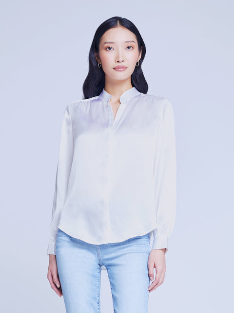 L'AGENCE Bianca Blouse in White
