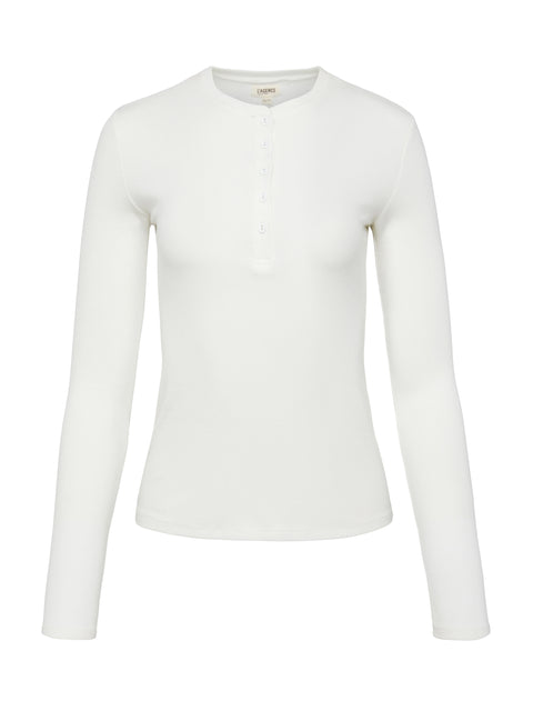 Buy White Ribbed Henley Long Sleeve Top from the Next UK online shop