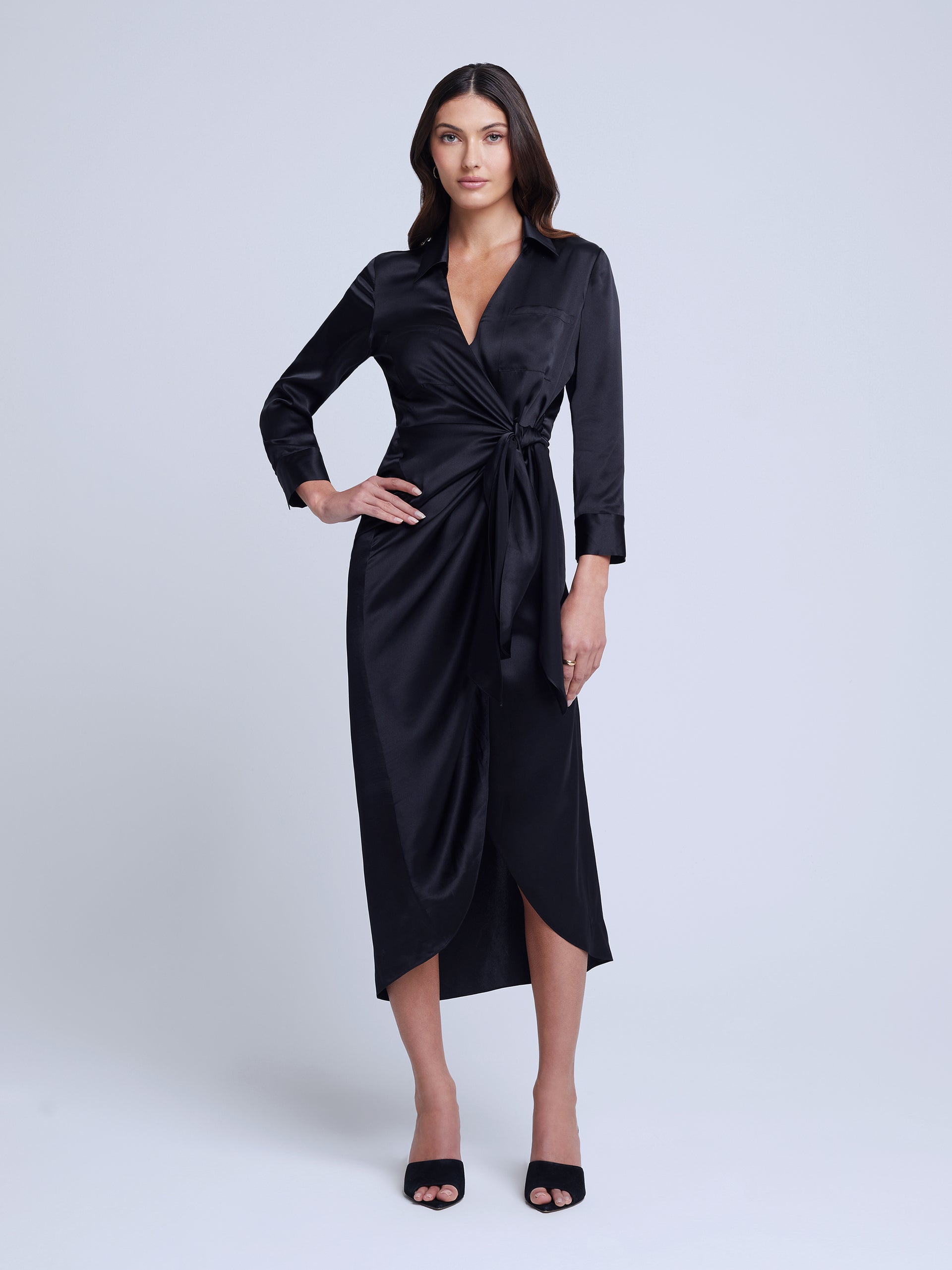 Kadi Silk Wrap Dress dress L'AGENCE Sale   