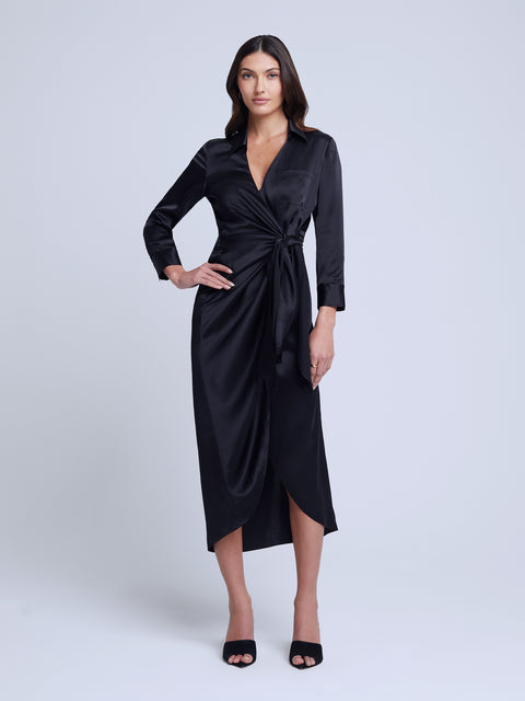 Black Silk Maxi Dress With Long Sleeves and Side Slit, Black Silk Dress for  Special Occasions, Occasion Silk Long Dress -  Canada